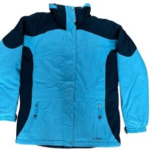 L.L. Bean Two-Tone Turquoise Blue and Navy Winter Jacket